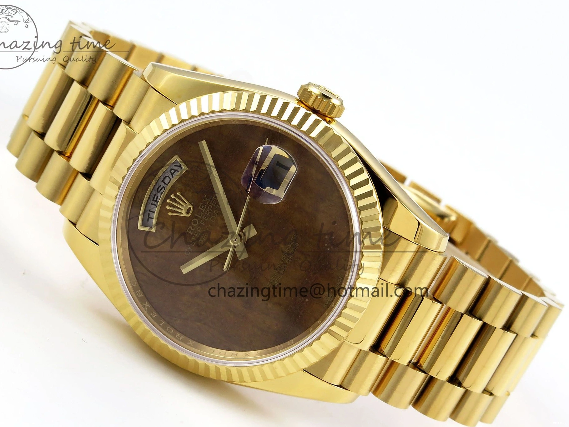 MiroTime 0324 Day Date 36 YG RAF Best Edition Brown Wave Dial on YG Bracelet A Effortless 1383